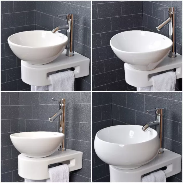 Basin Sink Bathroom VROMA Counter-top Cloakroom Wall Bowl Ceramic White