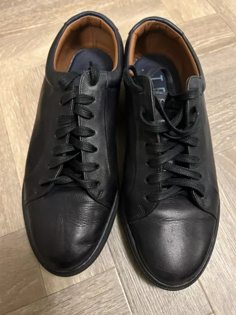 TED BAKER MEN S Udamo Black Leather Causal Trainers Size UK 10