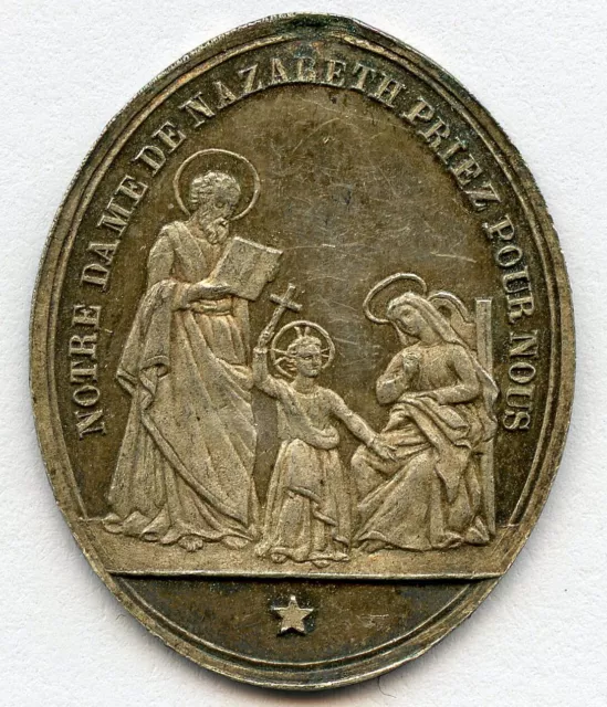 France Religious Notre Dame Nazareth Marseille Silver Pendant Medal 25x21mm 2gr