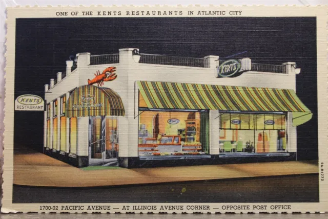 New Jersey NJ Atlantic City Kents Restaurants Postcard Old Vintage Card View PC