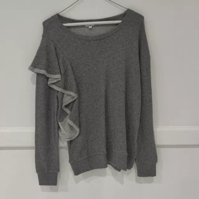 Brand New Splendid Women's Asymetrical Ruffle Accent Sweatshirt Gray Size S B211