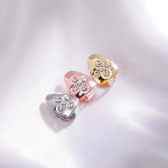 Cappuccio denti grillz placcato oro argento placcato cristallo griglia hip hop festa st