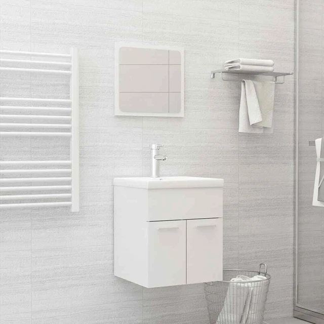 BATHROOM FURNITURE SET High Gloss White Engineered Wood £335.40