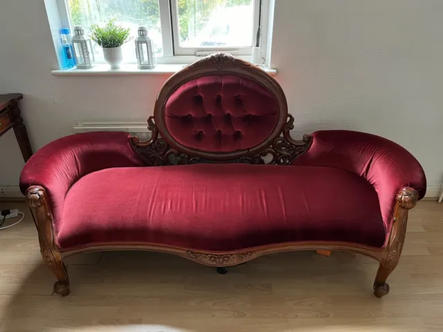 Antique Sofa 19th Century Victorian Sofa Chair Red Colour