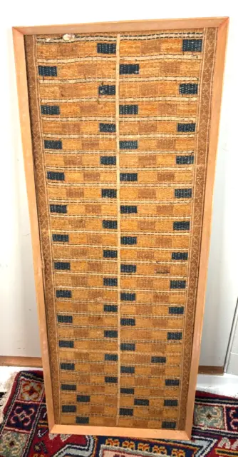 Antique Tall Sri Lankan Textile Woven Art, Framed & Ready to Display!