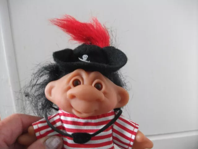 rare PIRATE! VINTAGE  DAM TROLL  HB PIRATE TROLL 5.5"  WITH EYE PATCH & HAT