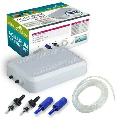 Aquarium Fish Tank Air Pump - Battery Backup - FREE Stones, Hose, Return Valve