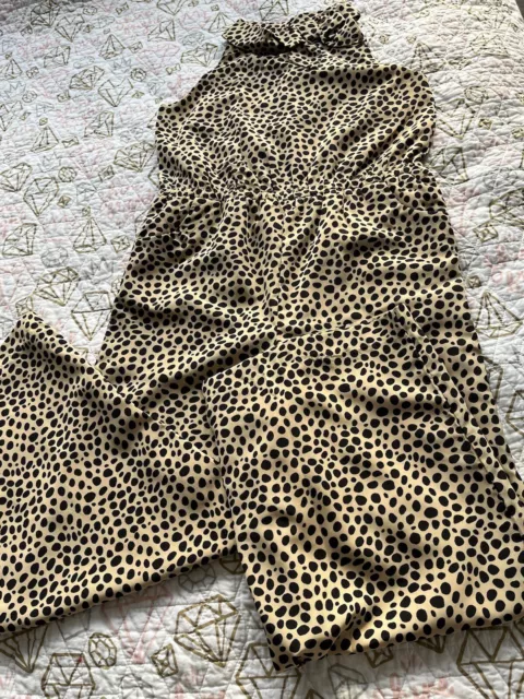 Janie and Jack Girls Size 10 Sleeveless JumpSuit Leopard Print Long Jumper Pants