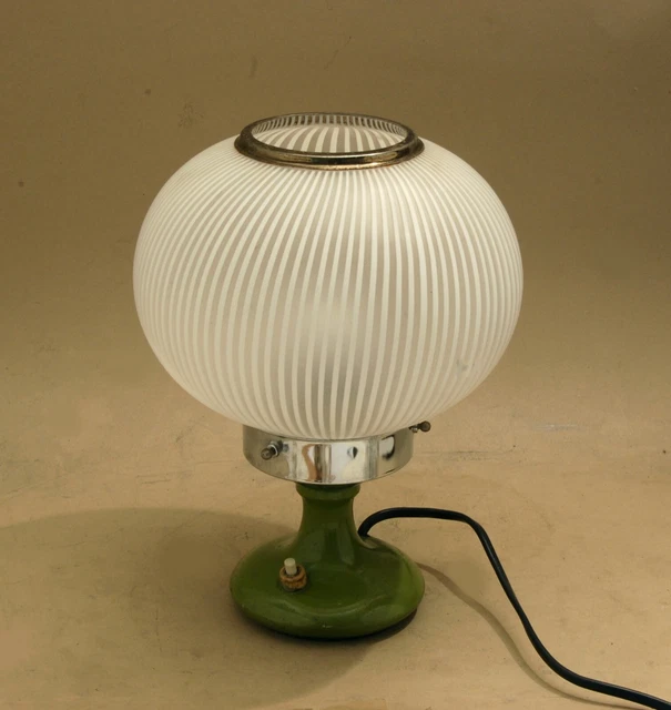 Rara Da Tavolo Con Base Tulip E Vetro A Righe Design Space Age Italiano Anni 60