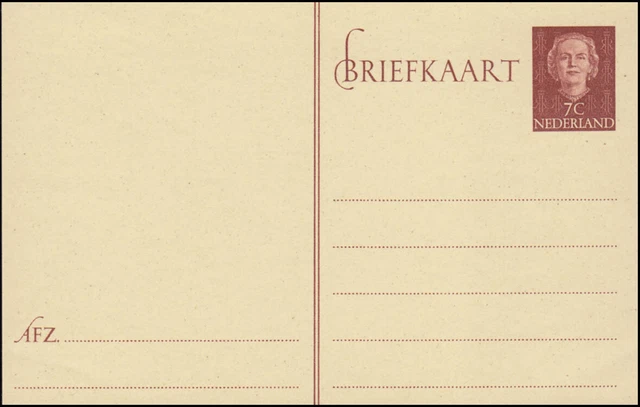 Postkarte P 247 Königin Juliane 7 Cent, ungebraucht ** / MNH