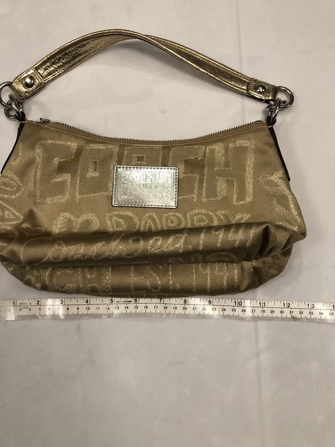 Coach Poppy Storypatch Groovy Gold Shoulder bag  Nu# 15302 Lavendar interior