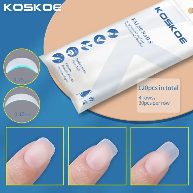 KOSKOE 120-300 Pcs/Box Quick Extension Nail False Full Cover Matte Maniküre Tool