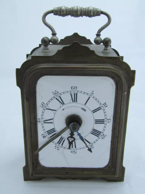 22-23-4 antike Reiseuhr mit Wecker Travel Clock with Alarm Frankreich um 1890