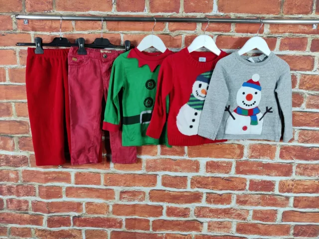 Baby Boys Bundle Age 18-24 Months F&F Next Etc Trousers Jumpers Christmas 92Cm