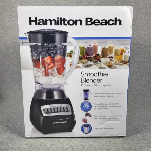 Hamilton Beach 50167 Smoothie Blender 10-Speed 575W 56 oz. Large Jar Black  NEW