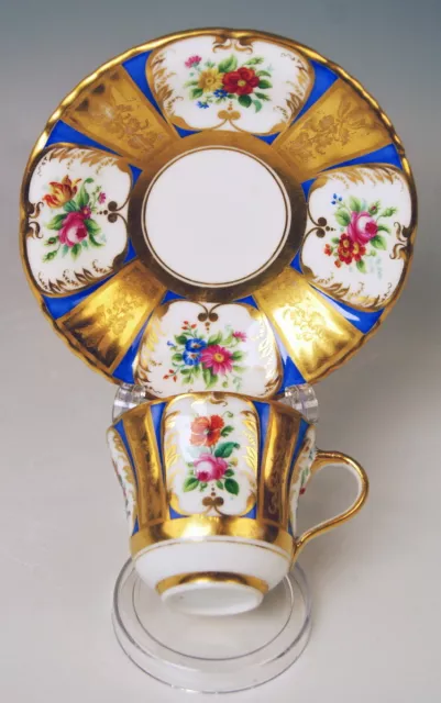 Alt Wien Sammel Tasse Blumen Malerei Vienna Gold Antique Cup + Saucer  Um 1855
