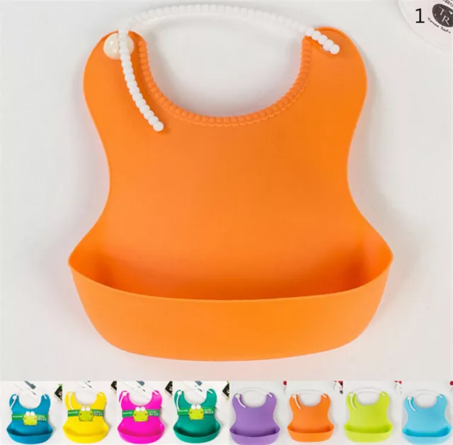 Waterproof Silicone Bib Baby Infants Kids Bibs Feeding Lunch  Roll-up Apron C-wf