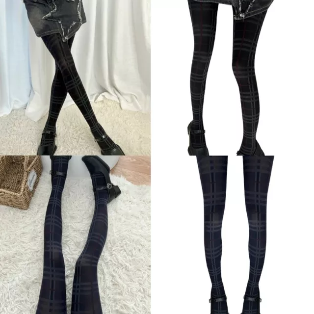 Spring Fall JK Stockings for Women Patterned Plaids Stockings Pantyhose Tights