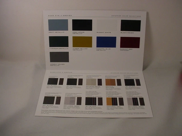 Paint Color Rochure 2026 CADILLAC CT5-V Paint Color Chip Brochure $11.07 - PicClick CA