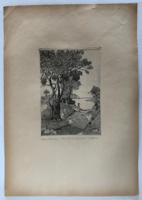 1944 Acquaforte Pericle Menin Landscape