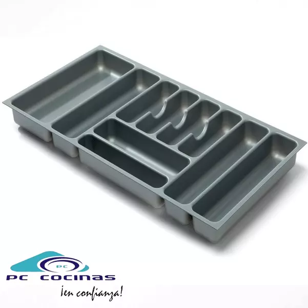 Cubertero en abs color gris para cajon de cocina de 100 cm utensilios en orden