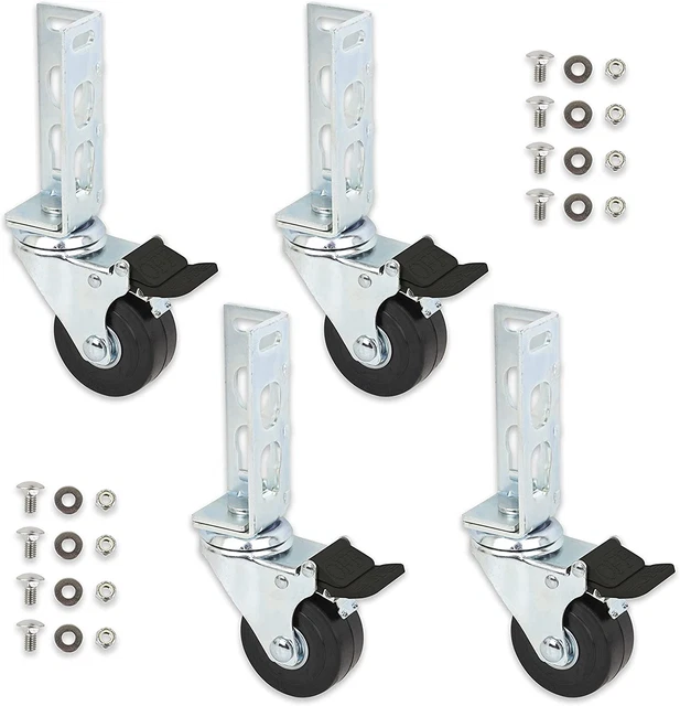 4Pc - Storage Rack Caster Wheels (Adapts to Boltless Self Locking Shelving Racks