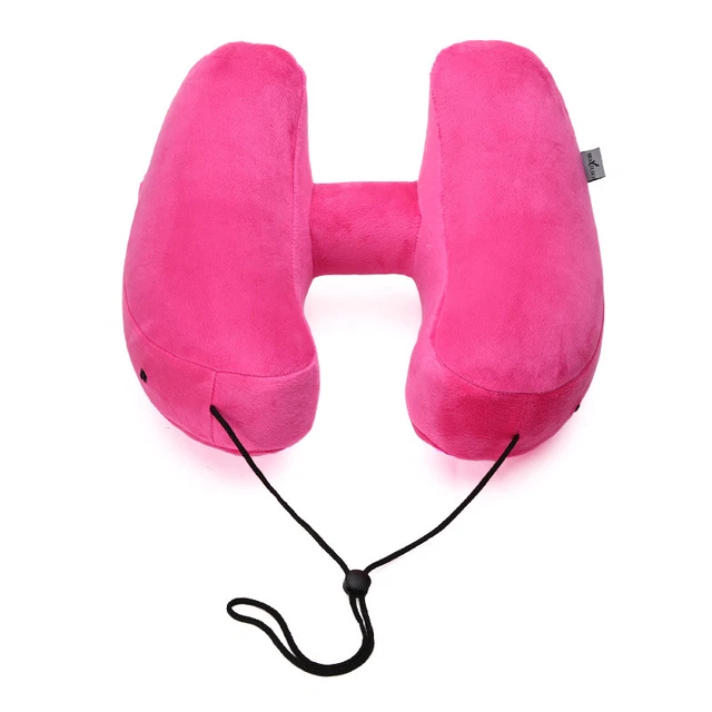 Inflatable Travel Pillow Neck Support Head Rest For Airplane Office H-Shaped 6
