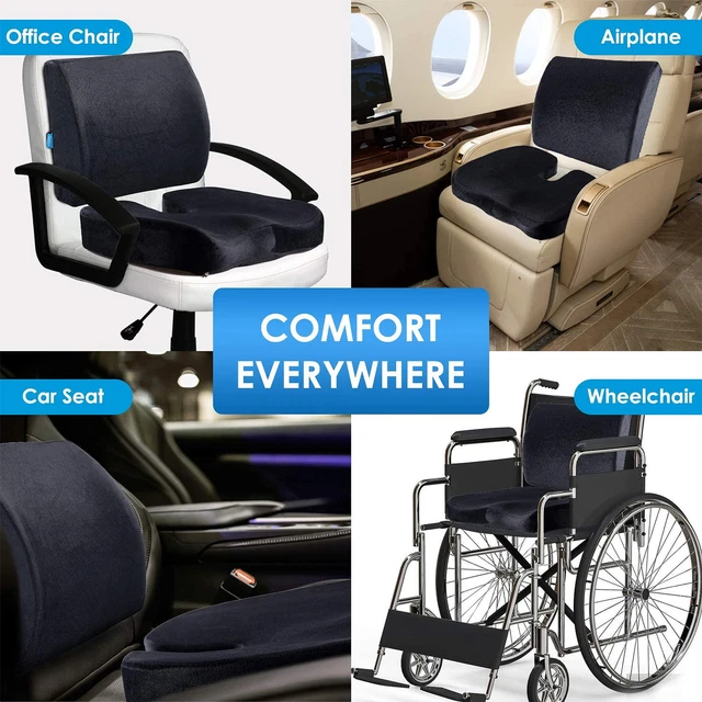 Memory Foam Coccyx Seat Cushion & Lumbar Support Pillow Office Orthopedic Chair