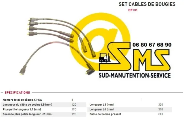 CABLE FAISCEAU DE BOUGIES TOYOTA MOTEUR 4P 5 Cables AT-KA Long 37 32 19 19 42 cm