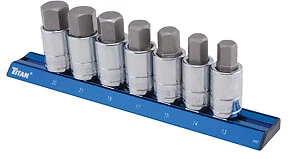 1/2" Dr. Metric Hex Bit Socket Set, 6 pc 16131 Titan 16131 0 Metal