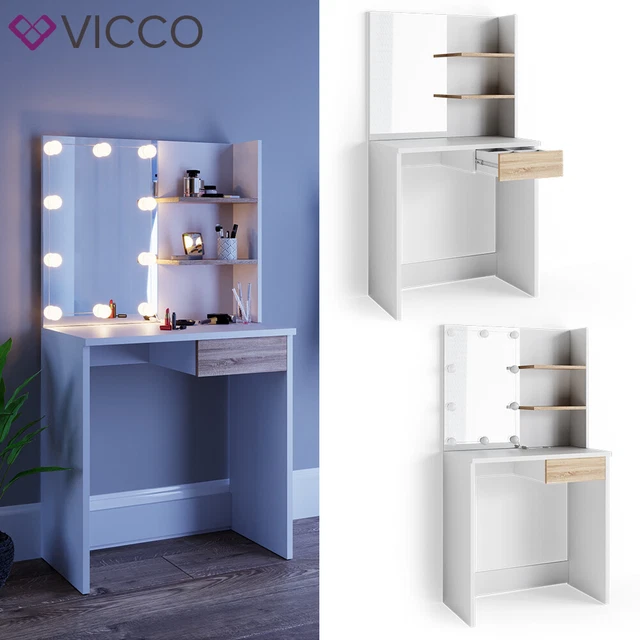 Table De Maquillage Vicco Little Lilli Blanche Avec Miroir Et Banc - Coiffeuse Moderne