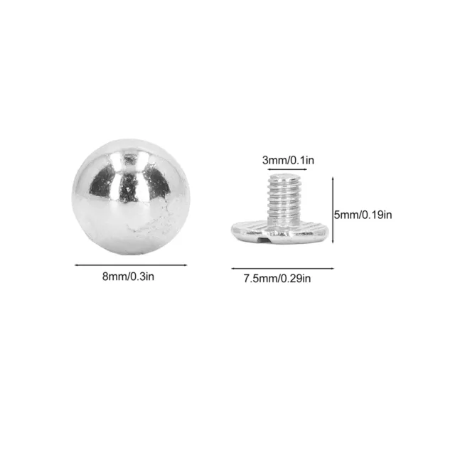 8 mm 100 Set Ledernieten Rund Pilzförmige Ledernieten Teil (Silber) Fst