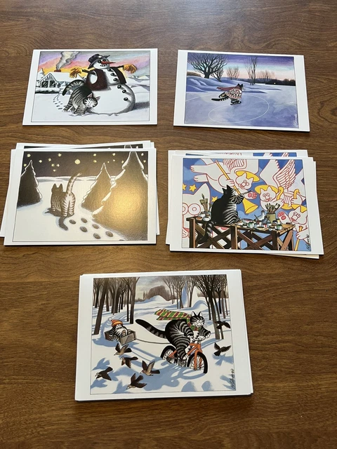 B. Kliban Vintage Greeting Christmas Cards Lot Of 15 Cat Noel Cats Art RARE #2