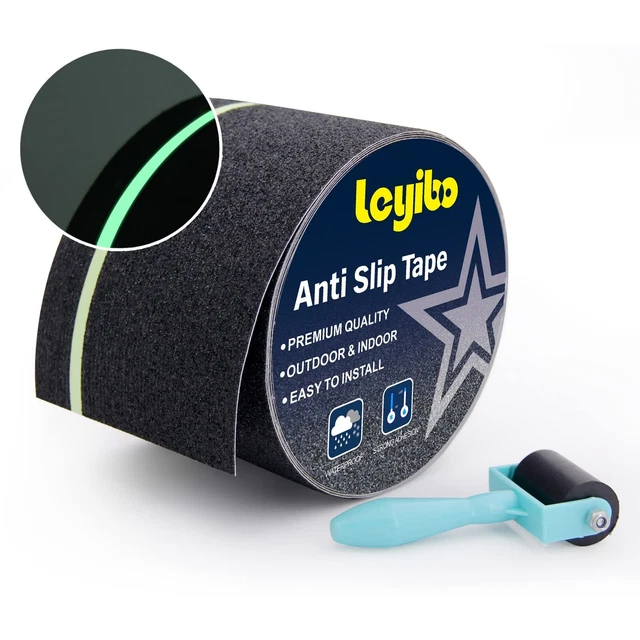 Anti Slip Tape with Glow in Dark Stripe for Stairs, 4”x35ft,