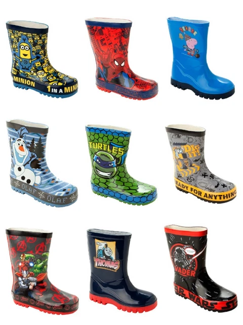 BOYS OFFICIAL CHARACTER Wellies Wellington Rain Snow Wellys Boots