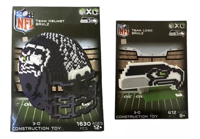Seattle Seahawks NFL American Football Helmet & Logo 3D BRXLZ Brick Sets
