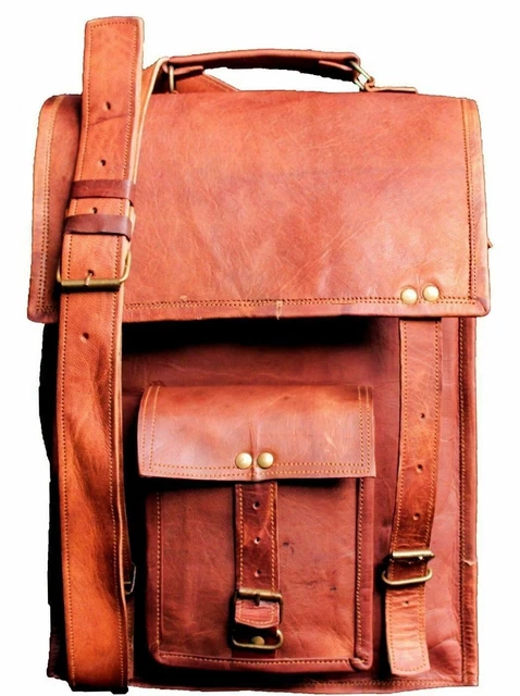 Men's Rustic Genuine Leather Messenger Shoulder  Handmade Crossbody Satchel Bag