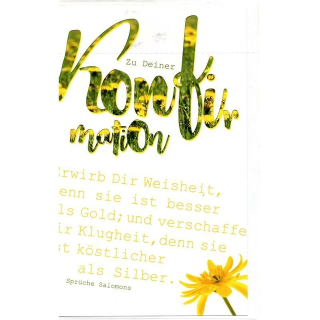 Glückwunschkarte zur Konfirmation "Erwirb Dir Weisheit..." mit Umschlag