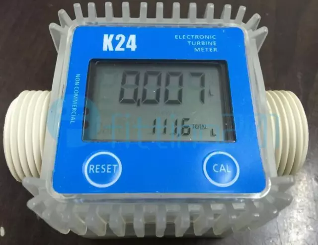 Pro K24 Turbine Digital Diesel Fuel Flow Meter For Chemicals Water Random Color