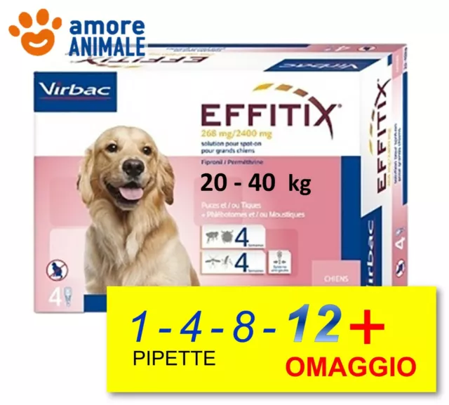 EFFITIX per cani da 20-40 kg - 1 / 4 / 8 / 12 pipette Antiparassitario Spot-On