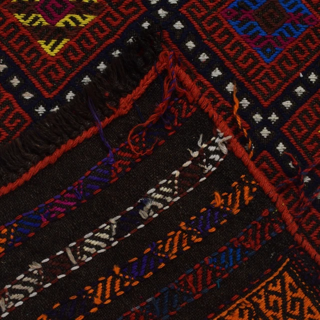 Alfombra de entrada oriental anudada a mano hecha a mano tribal Suzuni corredor 63x200 cm w17058
