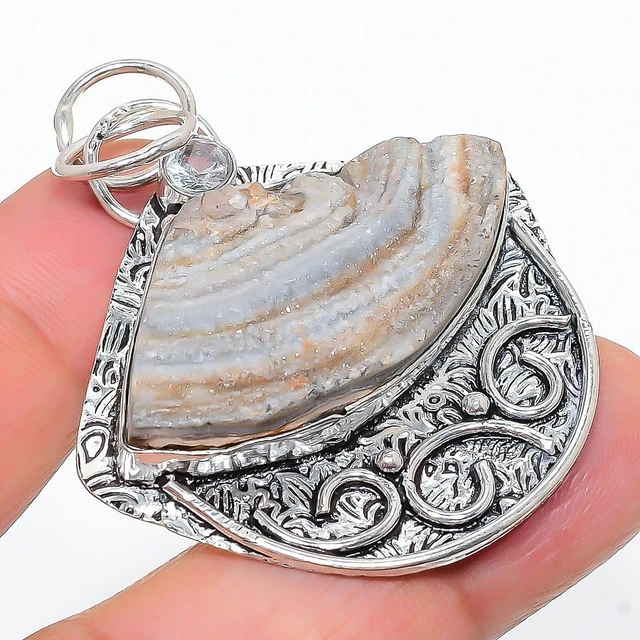 Desert Rose Druzy Gemstone 925 Sterling Silver Jewelry Pendant 2.09" h263