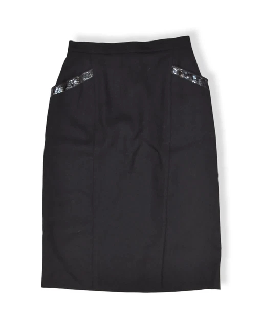Jupe Noir A Robe Fourreau en Laine