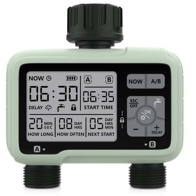 Centralina Irrigazione RAINPOINT 4 Vie - Timer Automatico Per Giardino Con Ritardo Pioggia