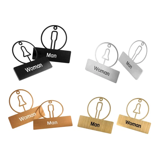 LOVIVER Coppia Cartelli Per Porta Bagno/Toilette Uomo & Donna, In ABS Bronzo, Con Adesivo, Dimensioni 20x6.5 Cm