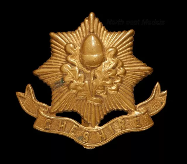 WW1 Cheshire Regiment All Brass Economy Cap Badge