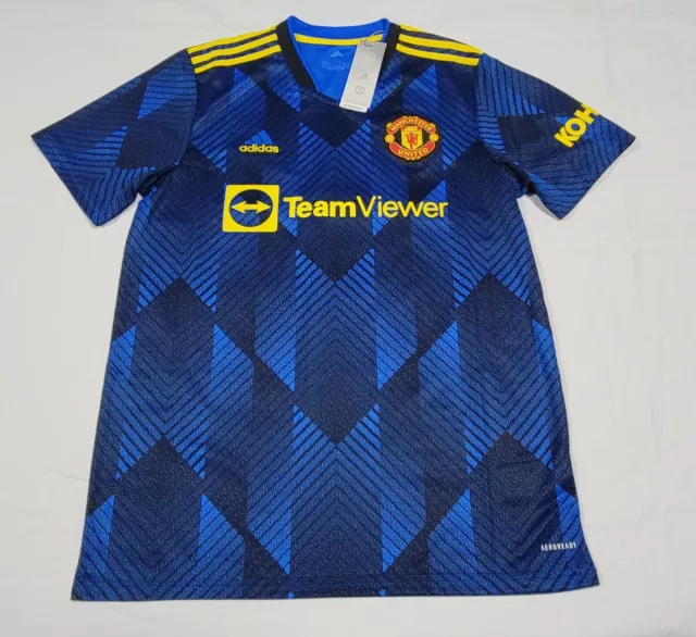 Adidas Mens 2021-22 Manchester United Third Soccer Jersey GM4616 Blue