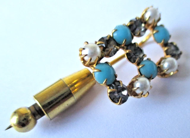 Épingle à Cravate Broche Plaqué Or Avec Améthyste - Vintage - Magnifique état