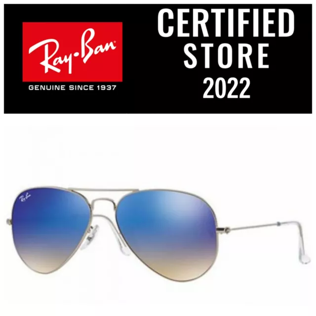 Gafas De Sol Ray Ban RB3025 019/8B Matte Silver Gradient Blue FLASH New