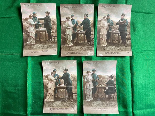 Lot of 5 Patriotic CPAs - Front Wedding WW1 War 1914 18 Patriotic